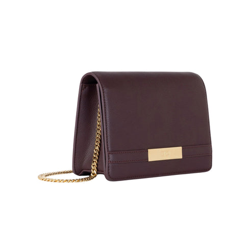 Borsa Donna in misto similpelle, con patta e placca logo in metallo dorato
